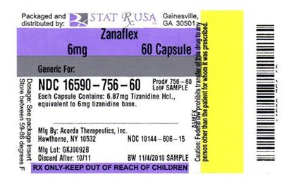 ZANAFLEX 6MG LAB 756.jpg Label Image - ZANAFLEX 6MG LAB 756